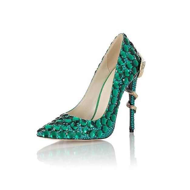 dark green evening shoes