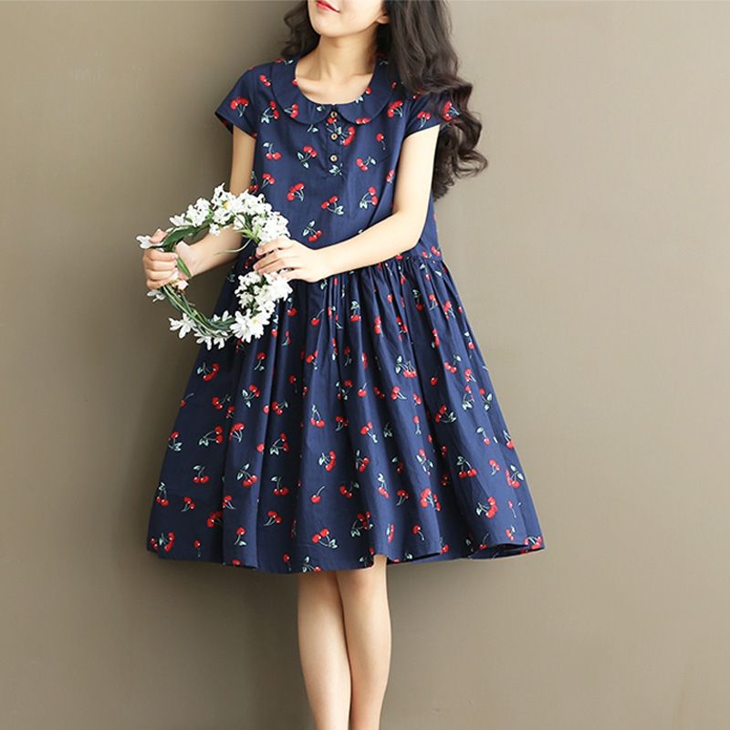 cotton one piece dress knee length