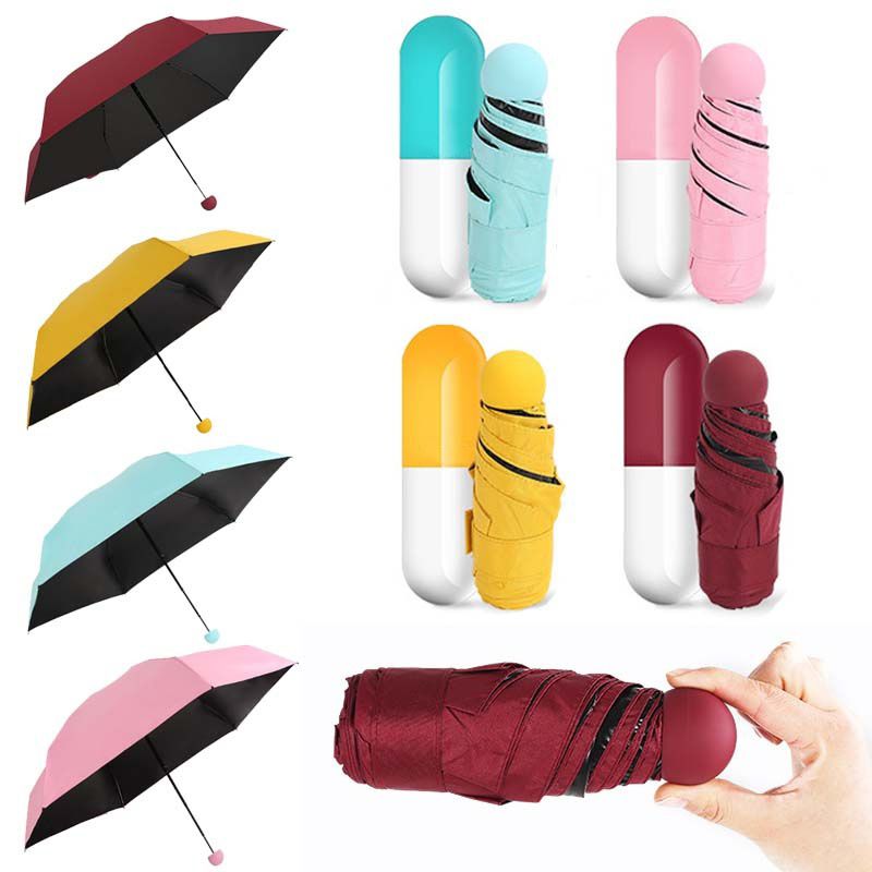 Venta caliente Mini Cápsula Anti-UV Protección Paraguas Paraguas Plegable A Prueba de Paraguas