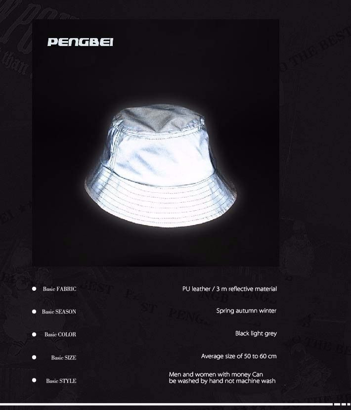 Reflective Bucket Hat Unisex Sports Running Caps Outdoor Men Camping Fishing