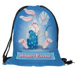 Drawstring Backpack Easter Bunny Blue Bunnies Rucksack 