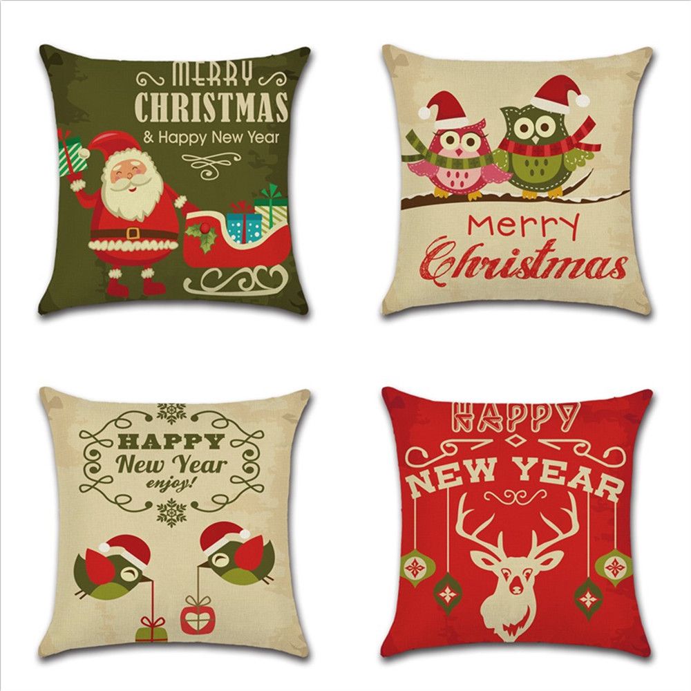 Merry Christmas Home Pillow Case Santa Claus Pillow Covers Xmas Owls Sofa Car Cushion Covers 18x18 Standard Silk Pillow Cover Husband Pillow Cover From Excellent Life12 2 01 Dhgate Com