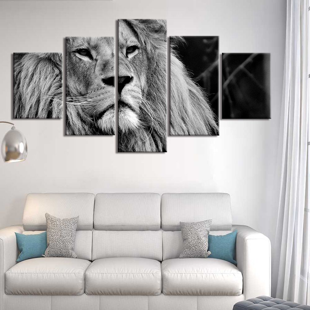 Compre 5 Leao Painel Estampas Modernas Posters Fundo Branco E Preto Pictures Art Prints Canvas Pintura Decoracao Wall Decor De Jonemark2014 143 25 Pt Dhgate Com