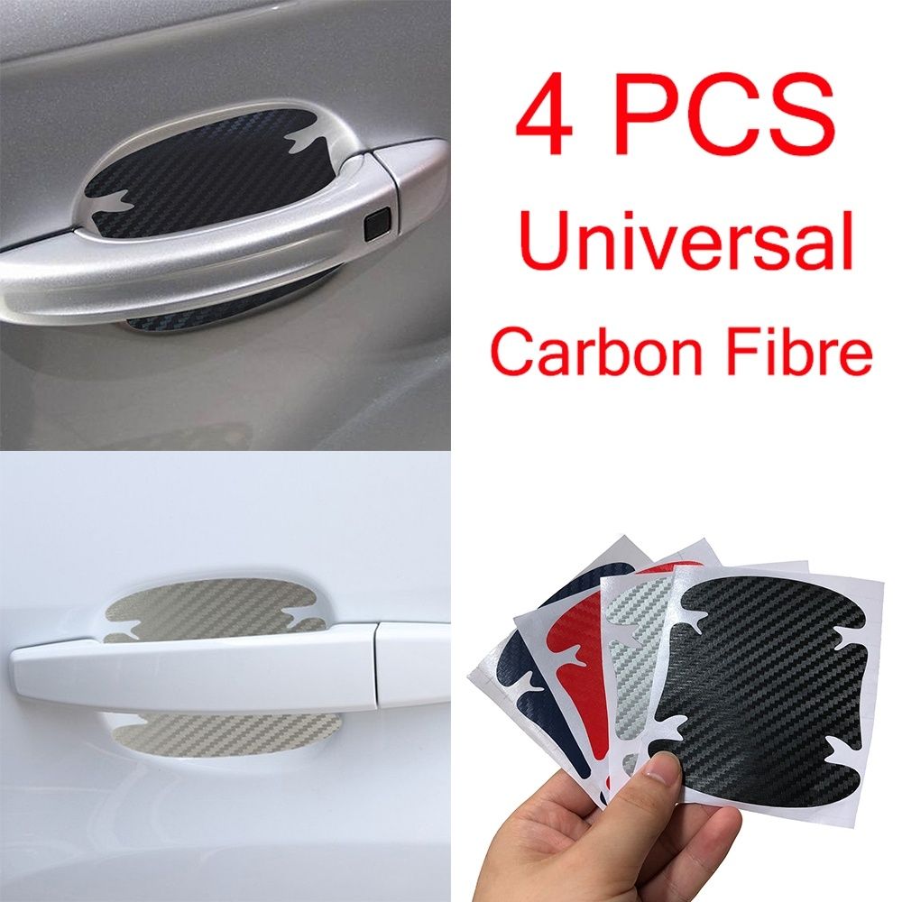 4/8pcs Universal 3D Carbon Fiber Car Door Handle Paint Scratch Protector Sticker Auto Door Handle Scratch Cover Guard Protective Film 