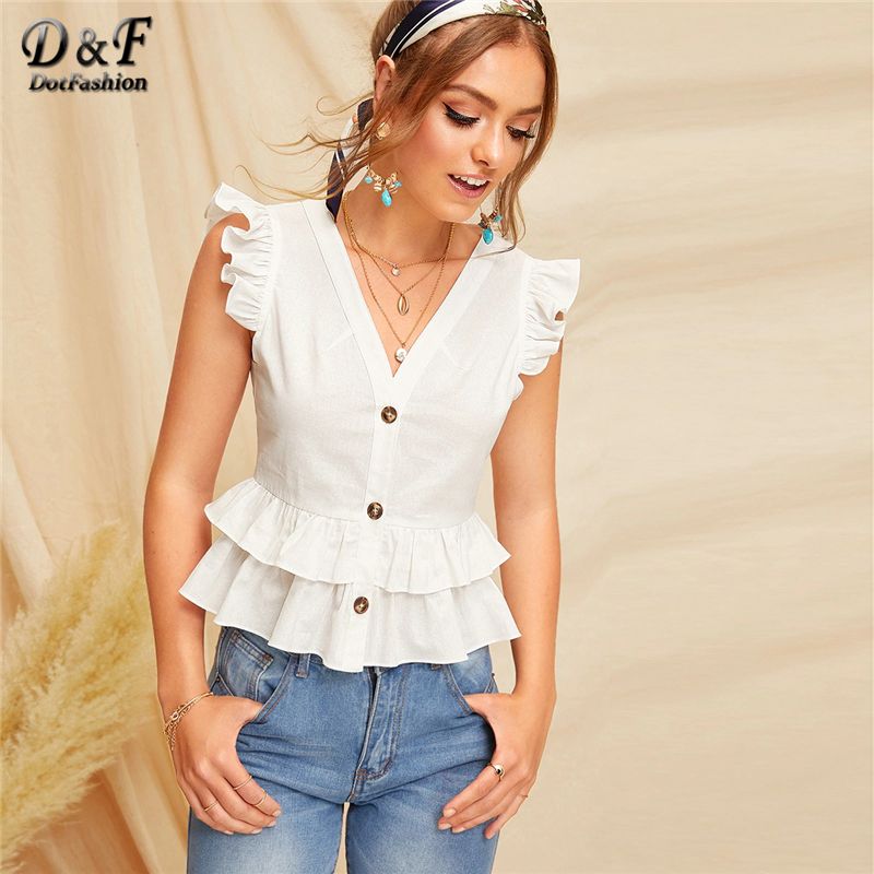 Blusa de botão na frente Clearance