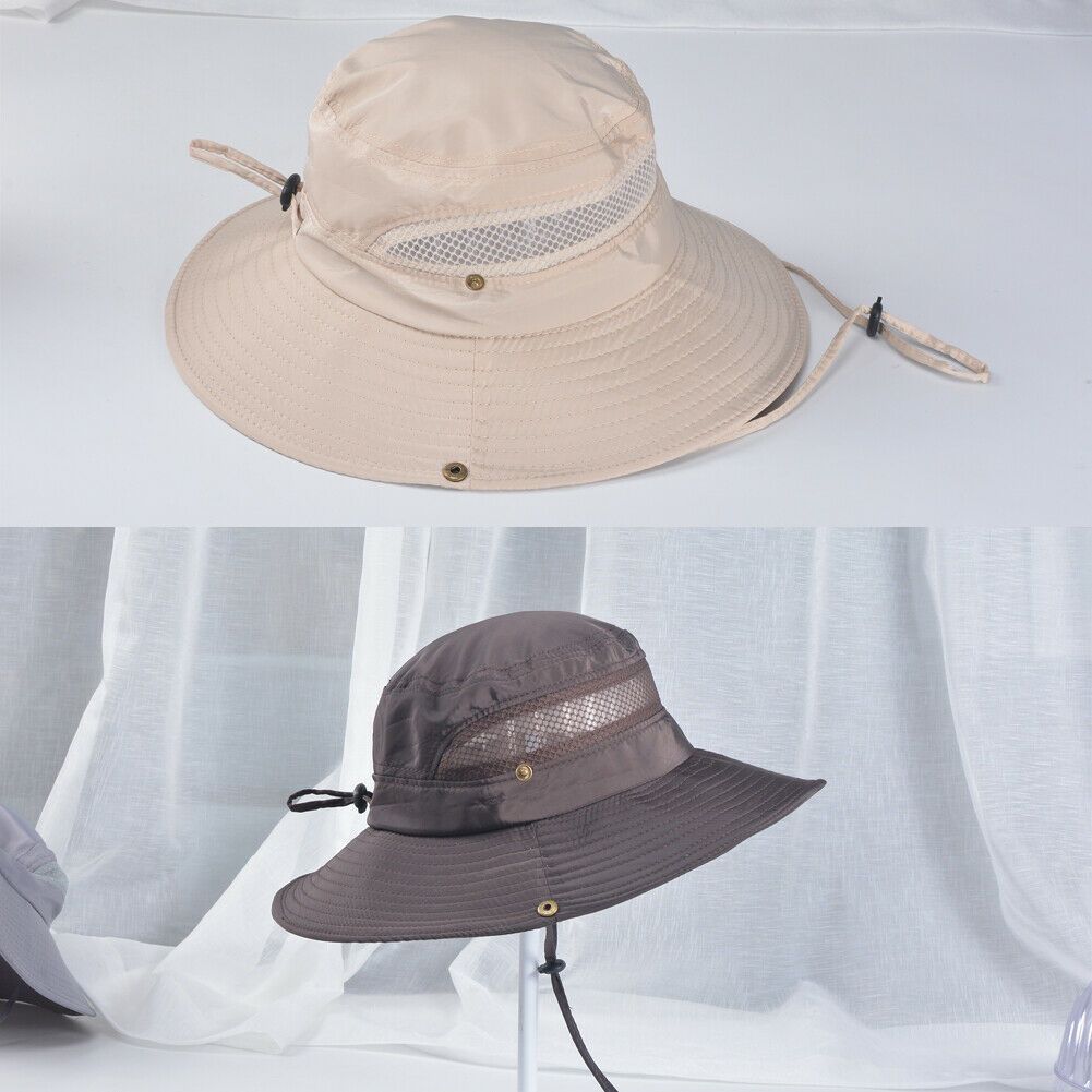 Summer Men Fishing Hiking Cap Hats Bucket Wide Brim UV Protective Hats Outdoor