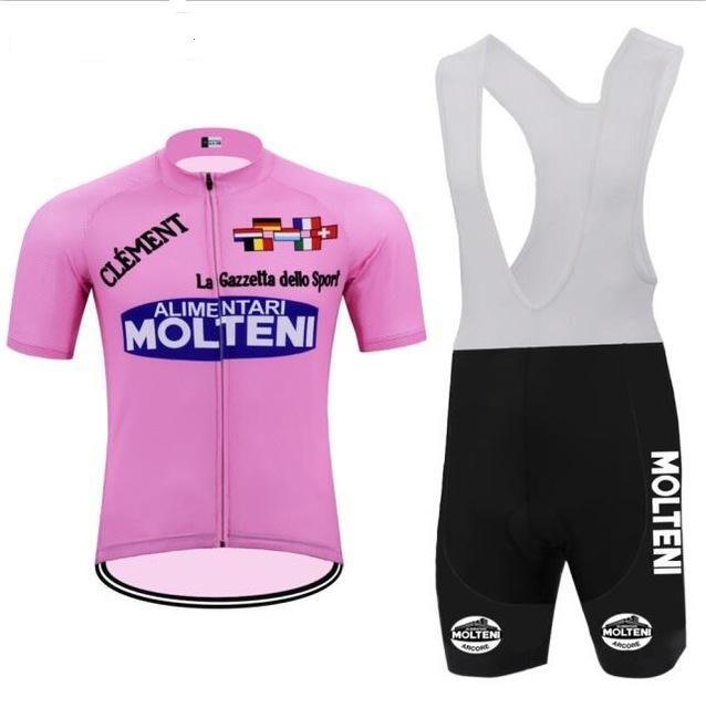 Cycling Short Sleeve Jersey MOLTENI Pink Cycling Jersey Vintage