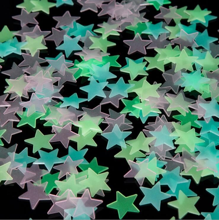 100pcs 3D Stars Glow In The Dark Wall Stickers Luminous