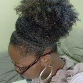 Best natural hair ponytail ,clip in grey kinky short high afro bun puff  hairpiece silver grey