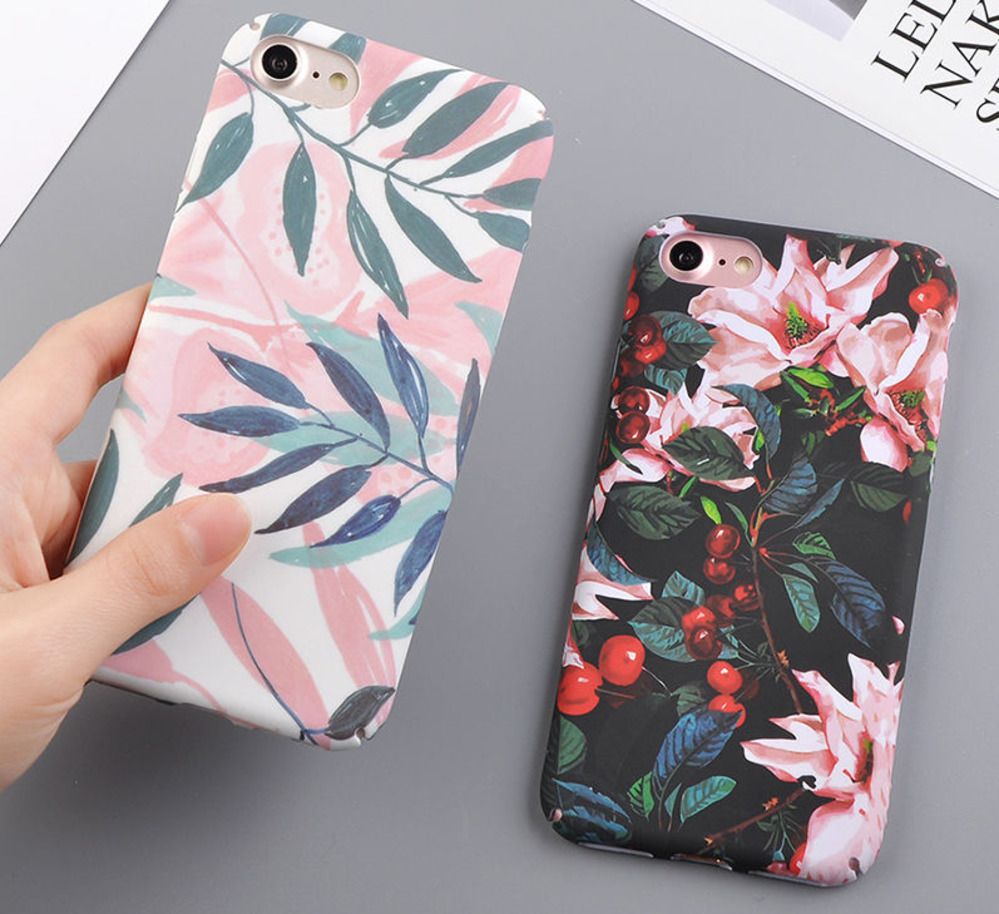 Satin Al Moda Kiraz Cicek Yaprak Boyama Telefon Kilifi Icin Iphone