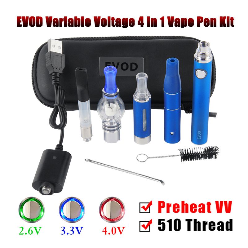 Evod 4in1 Adjustable Voltage Vape Pen Preheating Vaporizer VV Battery