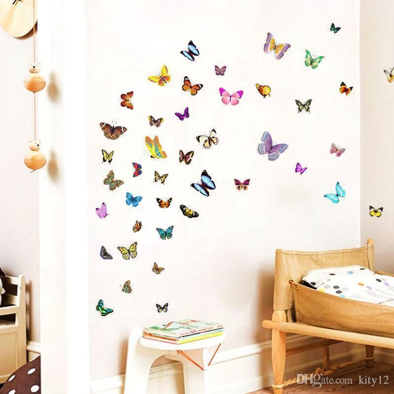 Set Colorful Butterfly Wall Stickers Diy Art Decor Crafts For
