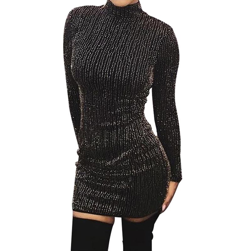 glitter turtleneck dress