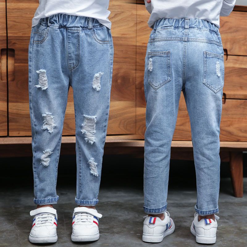 Koop Meisje Jongens Gescheurd Jeans Herfst Kinderen Broek Gaten Jeans Grote  Kinderen Mode Denim Broek Jongens Kleding 4 13 Jaar Goedkoop | Snelle  Levering En Kwaliteit | Nl.Dhgate