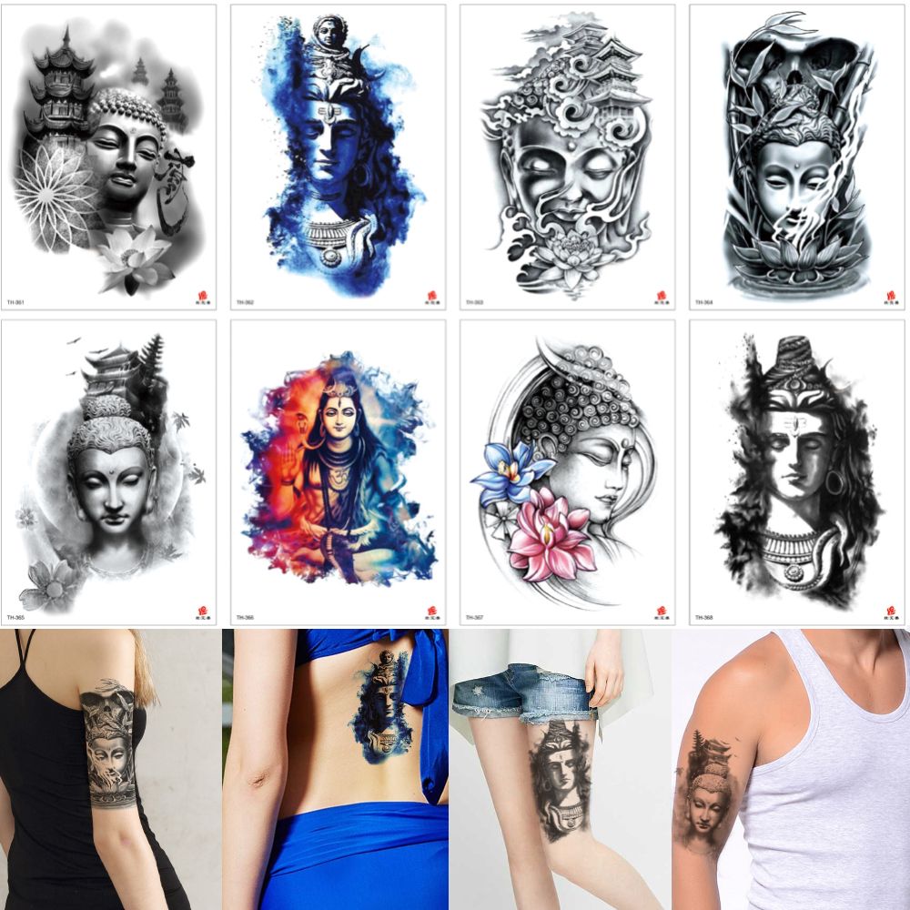 Professional Buddha Waterproof Temporary Body Transfer Tattoo Design Arm Sleeve Leg Back Art Lotus Flower Tattoo Decal Paper for Adult Lover Professional Buddha Waterproof Temporary Body Transfer Tattoo Design Arm Sleeve Leg Back Art Lotus Flower Tattoo Decal Paper for Adult Lover