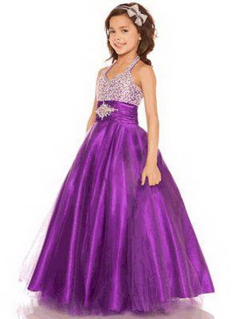 little girl purple pageant dresses