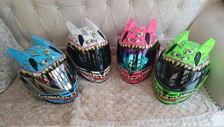 Casco Moto Integrale Casco Grande Bocca Denti Occhi Mostro Corno Maschio E  Casco Unico Femminile Di Personalità Della Moda Da 87,8 € | DHgate Italy