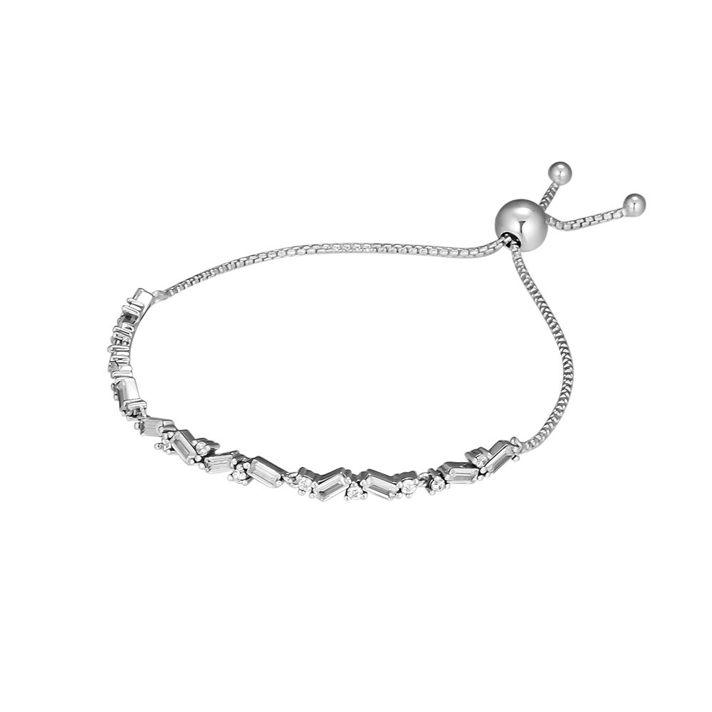 Argent Sterling 925 Glacial Beauté coulissant Bracelet claire CZ