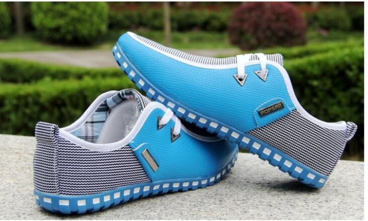 New British Style Mens Flats Fashion Striped Breathable Lace Up