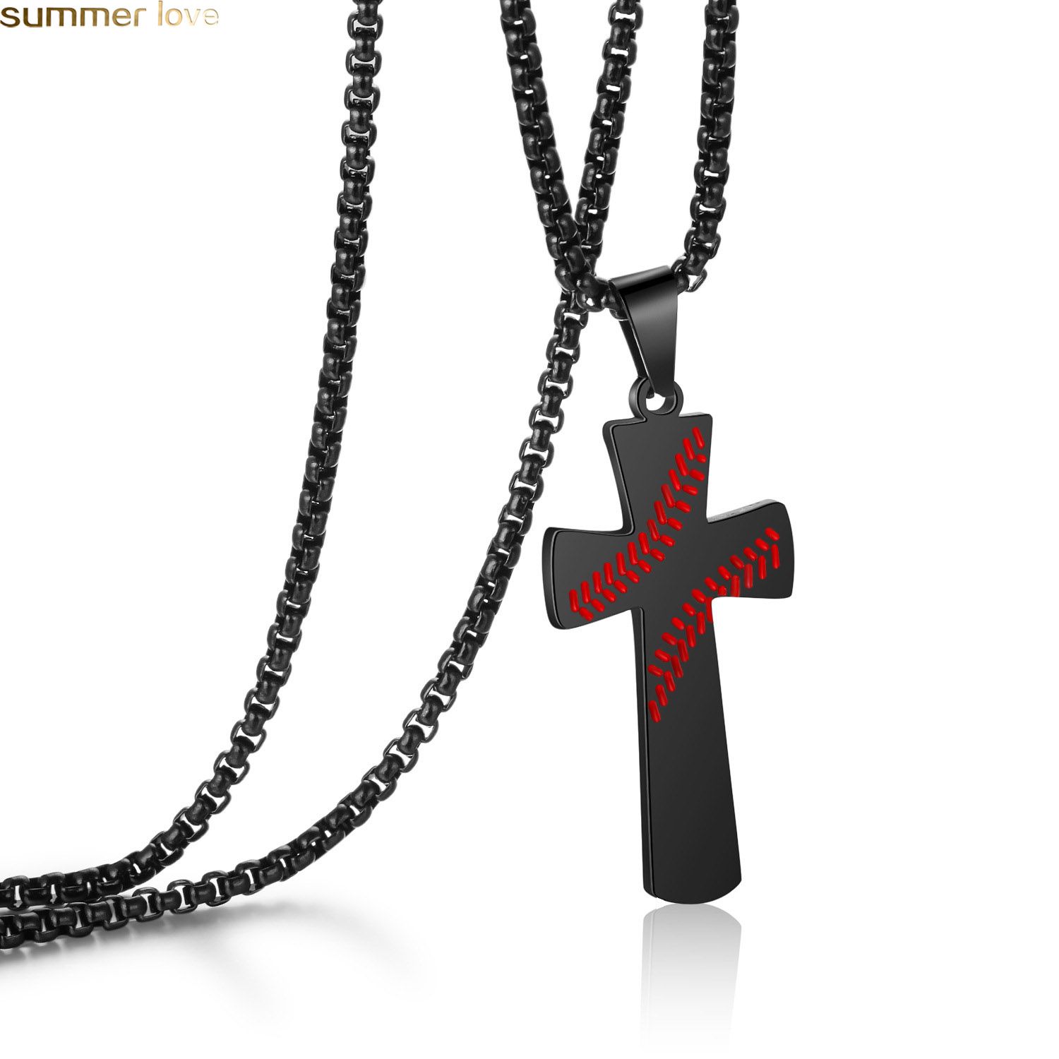 Wholesale Stainless Steel Baseball Cross Necklace For Women And Men