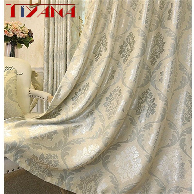 compre jacquard cortinas para sala beige cortinas de la ventana panel de tela de la cortina para el dormitorio sombreado 80 de encargo de lujo