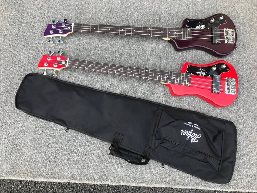 Custom 4 Strings Multi Color Hofner Shorty Travel Bass Guitar Protable Mini Electric Bass Guitar With Cotton Gig Bag Drop Shipping 5 String Bass Guitar Learn To Play Bass Guitar From Ac Dc