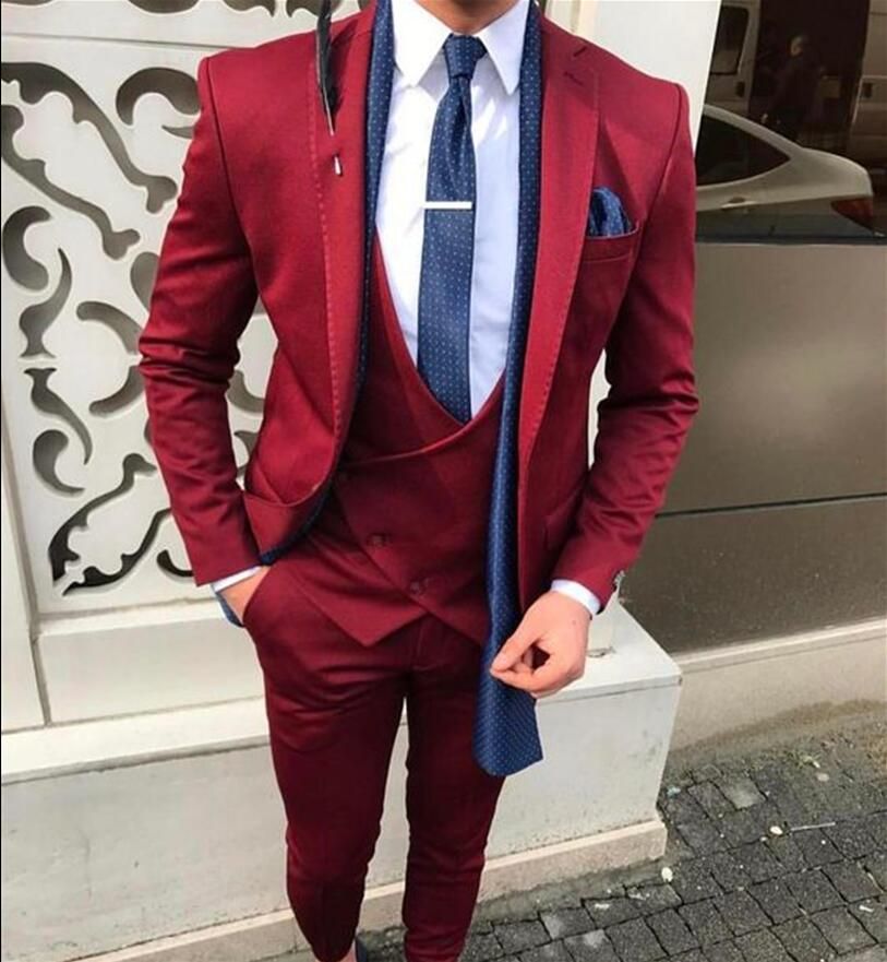 Compra Último Abrigo Pantalón De Diseño Burdeos Hombres Traje Novio Trajes  De Boda Slim Fit 3 Piezas Esmoquin Personalizado Prom Chaqueta Terno  Masculino Chaqueta + Pantalones + Chaleco Barato | Entrega Rápida