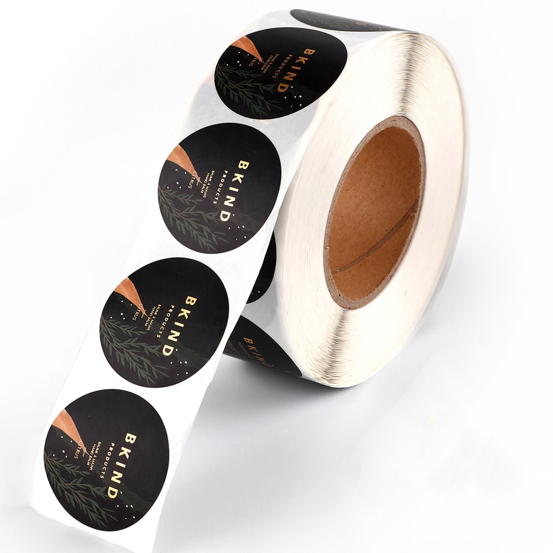 Printed round labels on a roll