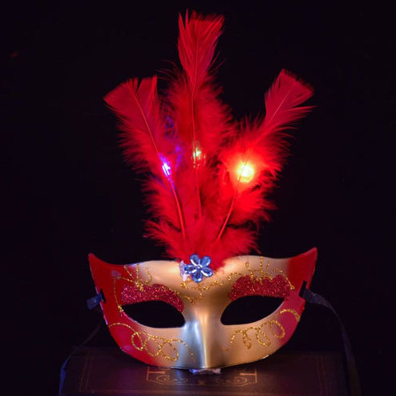 Venetian LEDFiber Mask Masquerade Fancy Dress Party Princess Feather Masks USA U