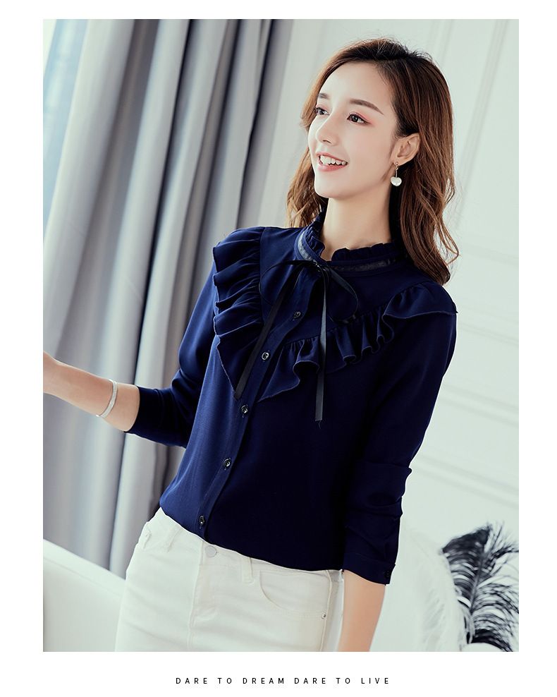 Primavera otoño 2019 Mujeres Camisa blanca Camisas de manga larga coreanas Streetwear Blusa de gasa