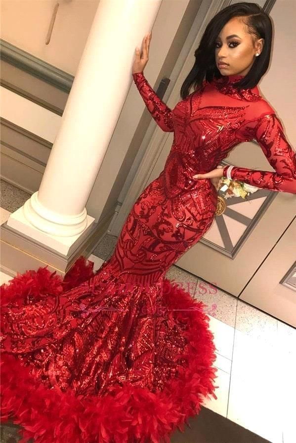 Long Sleeve Mermaid Prom Dresses 