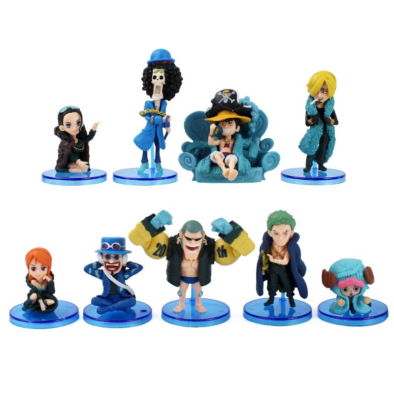 Discount Anime One Piece Mini Figure Nami Luffy Sanji Zoro Usopp Nico Franky Brook th Anniversary Blue Clothes Model Toy From China Dhgate Com