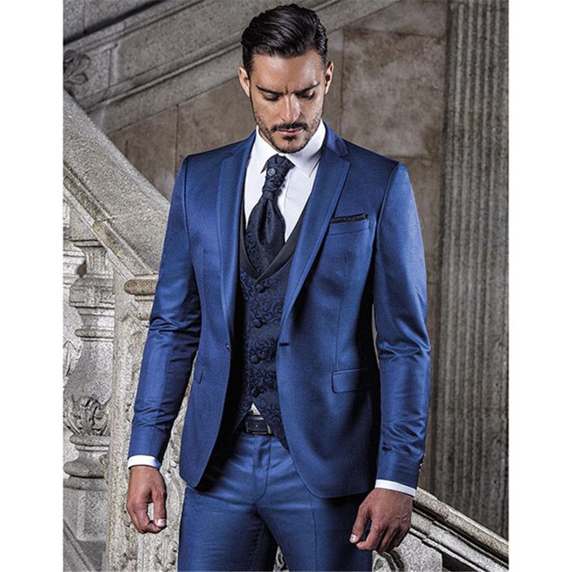 scène-veste de sport Slim fit hommes costume classique en bleu-smoking-Costume-Mariage 
