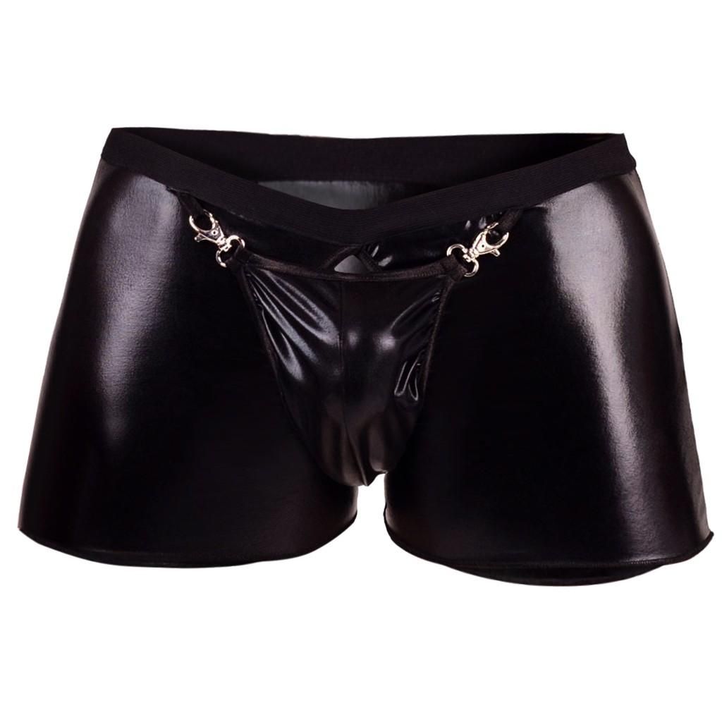 Herrenunterwäsche PVC Leder Boxershorts Bulge Pouch Open Abnehmbarer Gay Wetlook Herrenunterwäsche PVC Leder Boxershorts Bulge Pouch Open Abnehmbarer Gay Wetlook