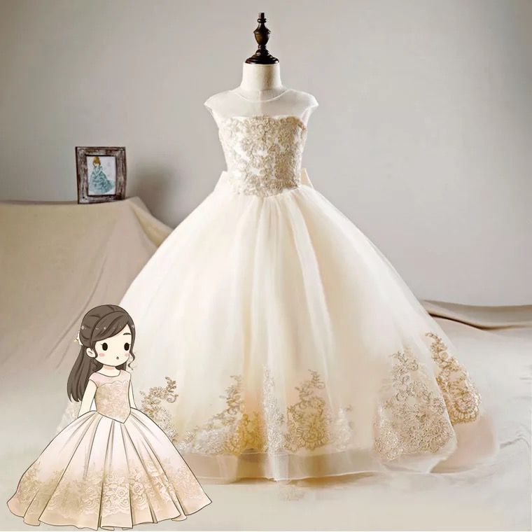gold lace flower girl dresses