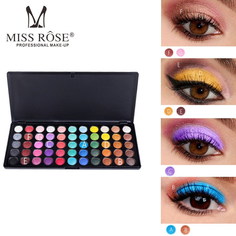Miss Rose Eye Makeup 55 Colors Eyeshadow Palette Gold Smoky Cosmetics  Makeup Palette Diamond Bright Glitter Professional Eye Shadow