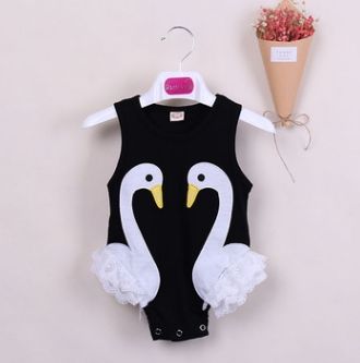 #1 Ins Swan Infant Rompers