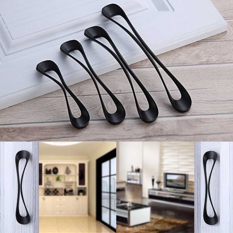 2019 Black Aluminum Wardrobe Door Handles Modern Simple Alloy Cabinet Cupboard Kitchen Bedroom Pulls Knobs Hardware Furniture Knob From Jmqj66 4 74