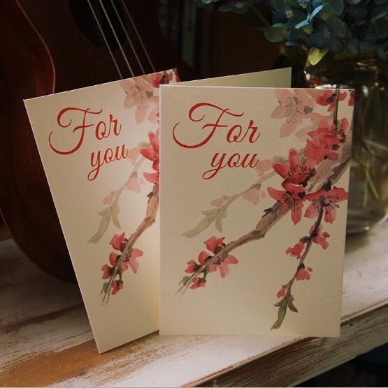  Chinese Painting Peach Blossom Valentines Day Gift Card Festival 