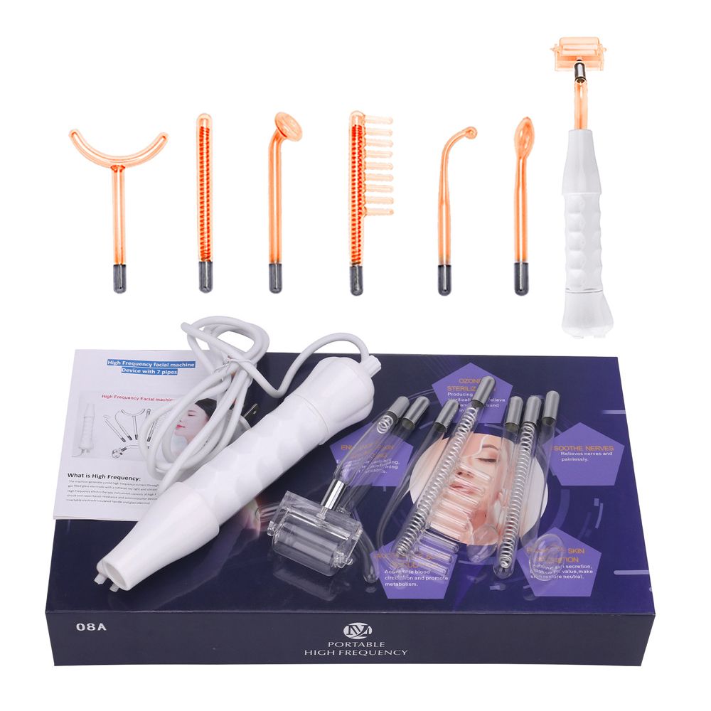 Acheter 7 En Haute Frequence 1 Electrode En Verre Tube Violet Light Purple Acne Wand Soins De La Peau Tache Acne Du Visage Spa Remover Machine De Beaute De 37 64 Du