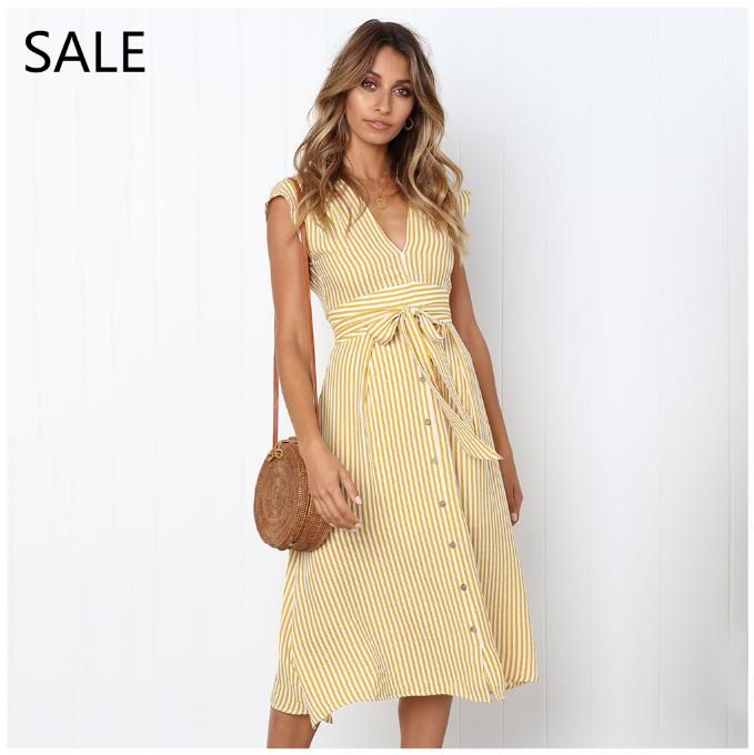 yellow summer midi dress