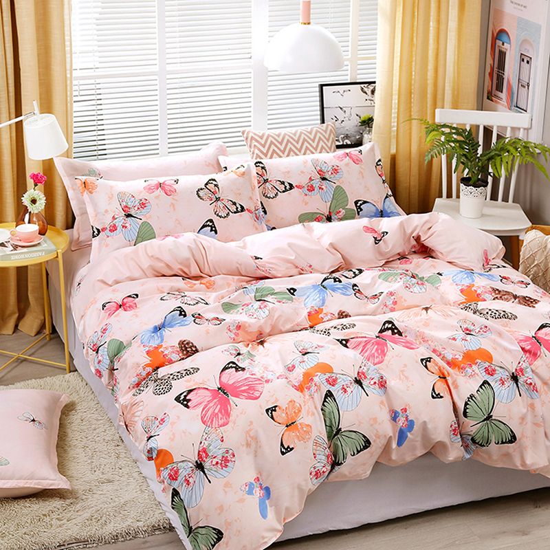 Pink Bedding Set High Quality Butterfly Flower Bed Linings Adult