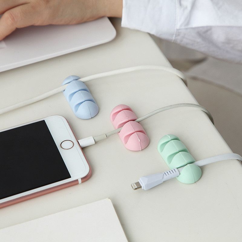 12x Silicone Wire Cord Cable Drop Clips USB Charger Desk Line Organizer Holder 