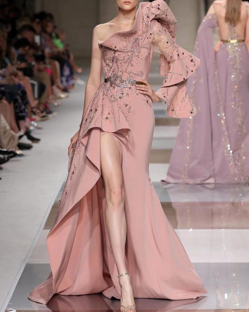 Compra Zuhair Murad Único Diseño Vestidos De Noche De Satén De Alta  División Completa Apliques Un Hombro Partido Prom Vestidos El Vestido Por  Encargo Barato | Entrega Rápida Y Calidad | Es.Dhgate