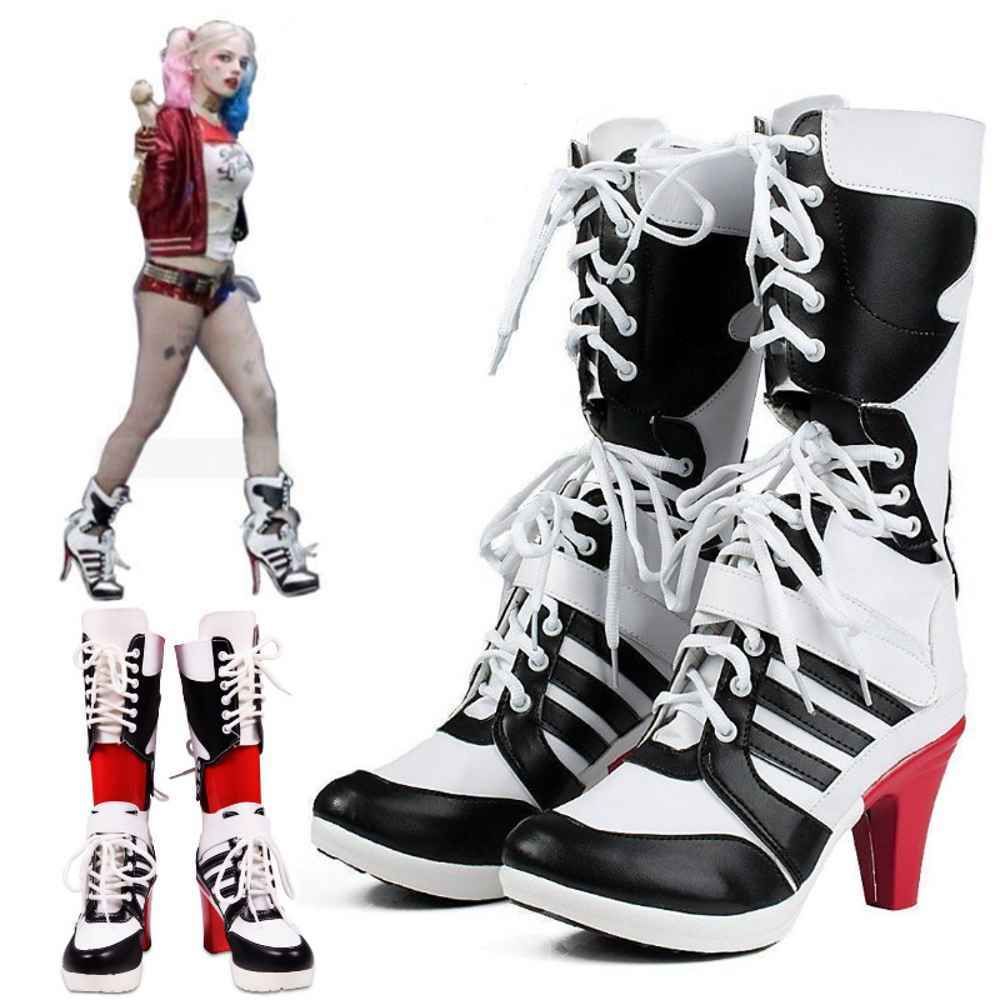 Halloween Suicide Squad Har Qinn Cosplay High heel Martin Boots Custom Made 