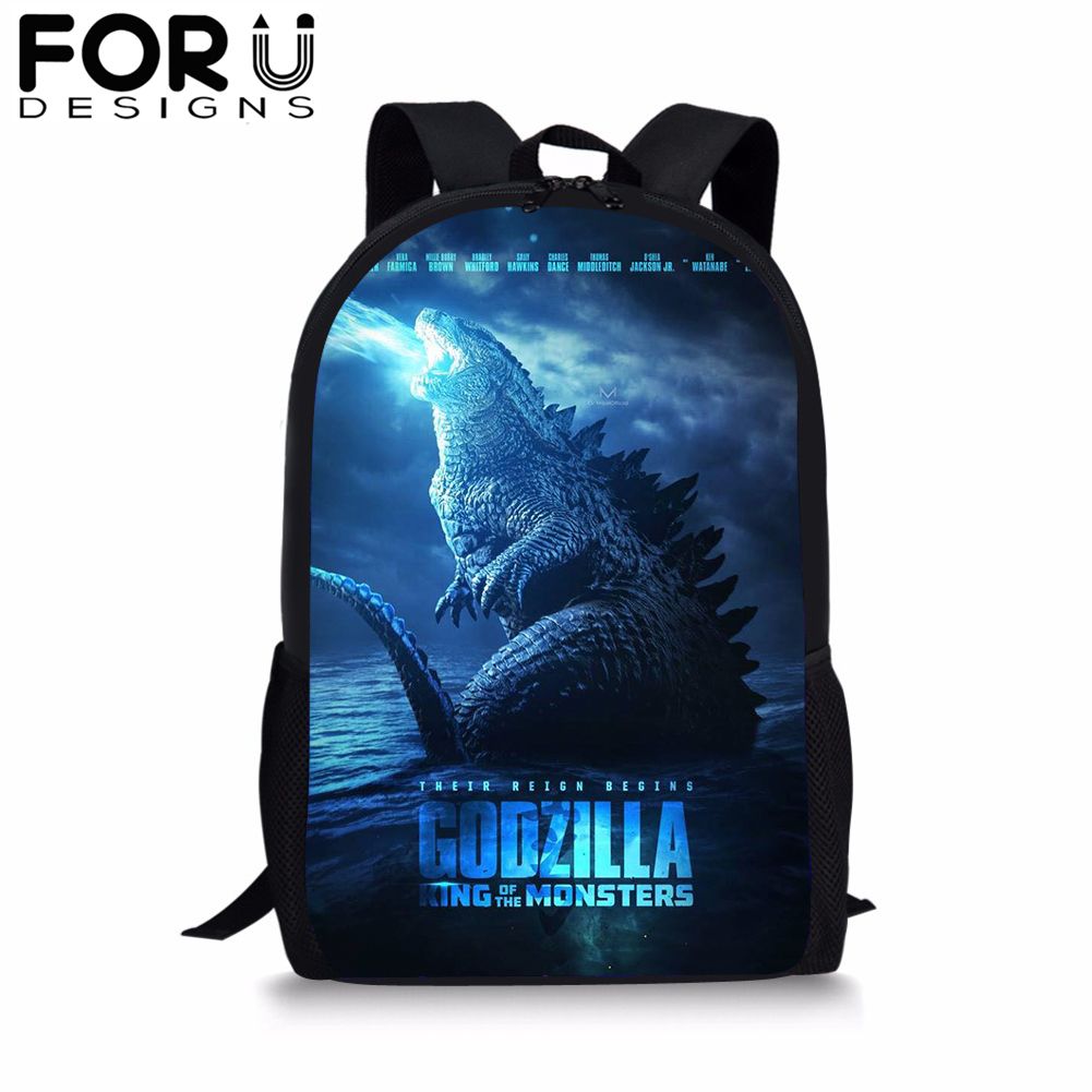 US Shipping Godzilla Students Schoolbag Kids Boys Breathable Backpack Laptop Bag