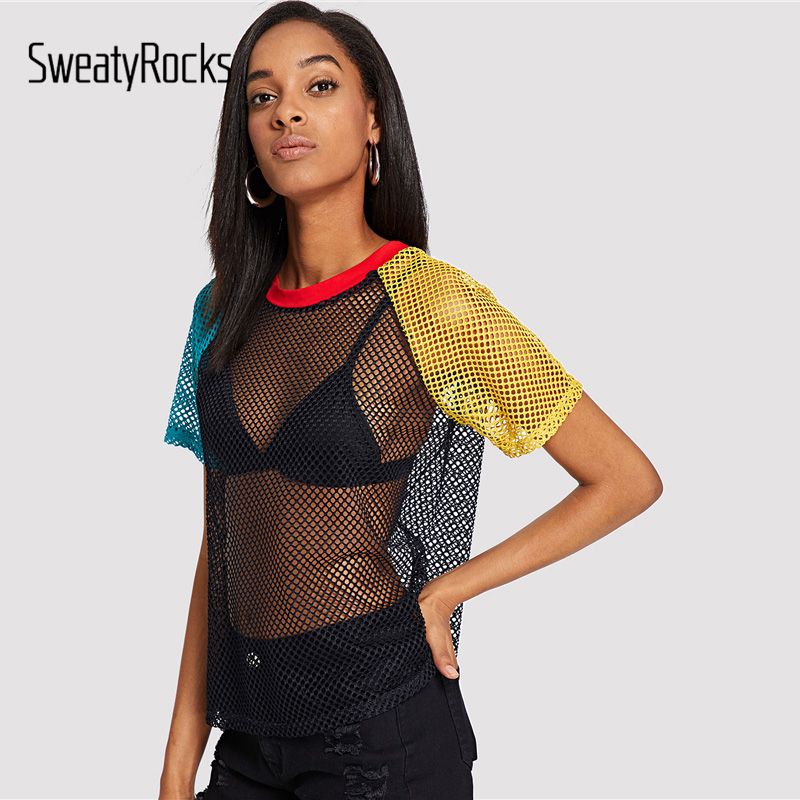 short sleeve fishnet top