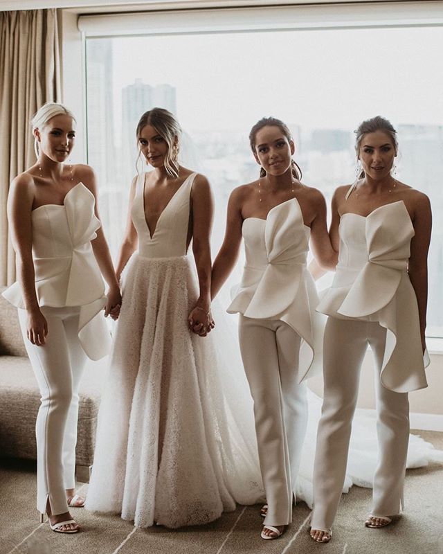 Strapless Beach Bridesmaid Jumpsuit 
