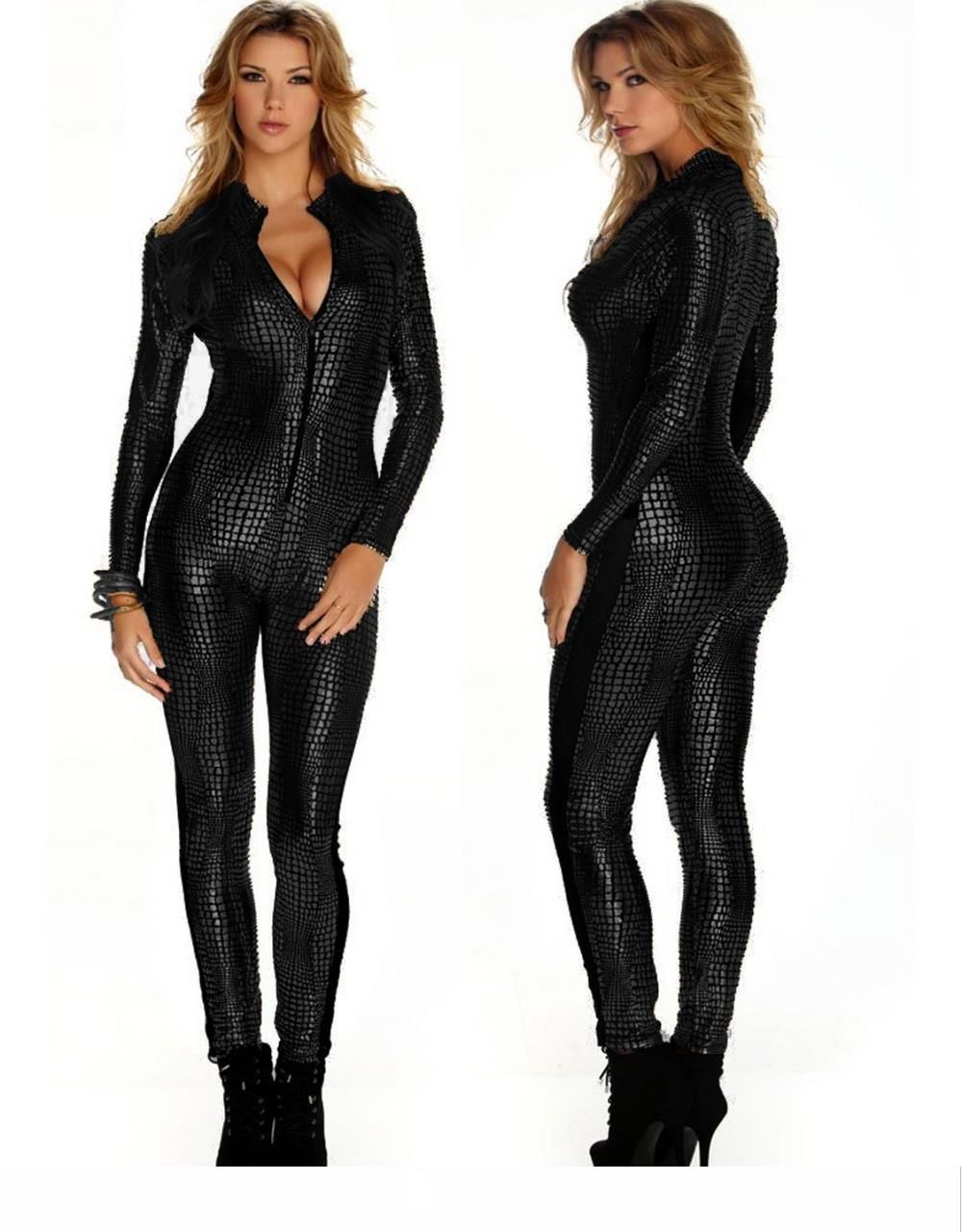 vinyl jumpsuit black