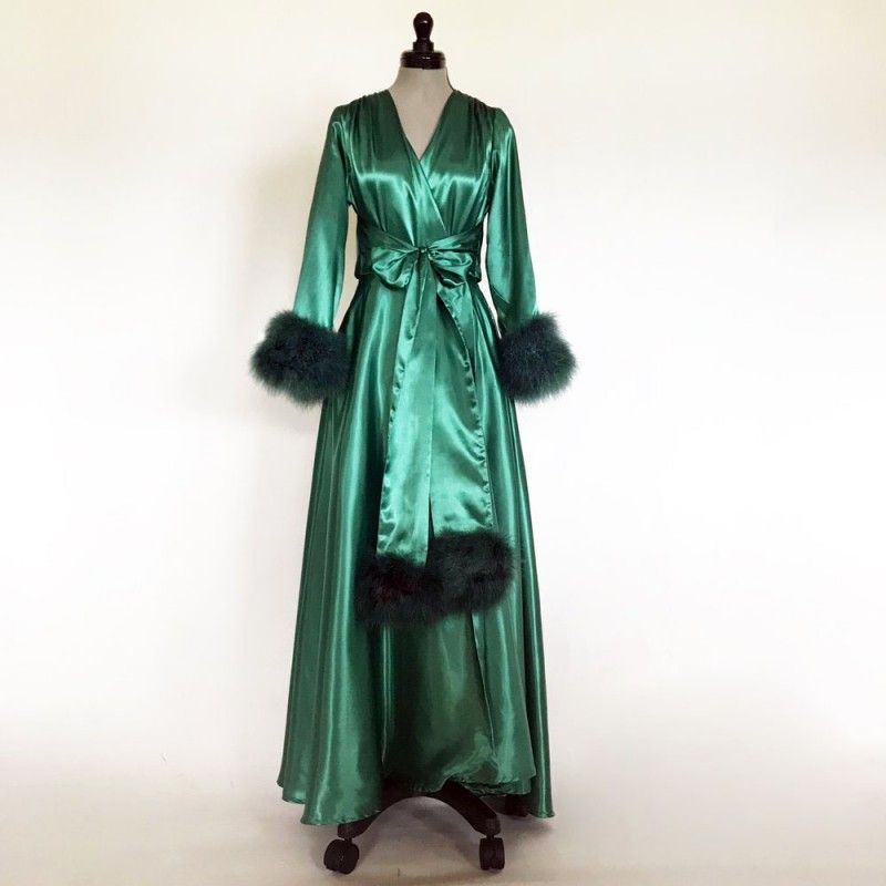 Bathrobe For Women Plush Cuff Full Length Lingerie Nightgown Pajamas Sleepwear Women S Luxury Feather Gowns Housecoat Nightwear Lounge Wear Bridesmaid